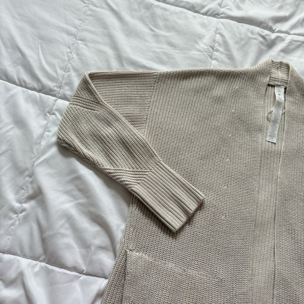 Lululemon Womens Long Sleeve Open Front Cardigan Sweater Tan Womens Size M/L - Picture 4 of 9